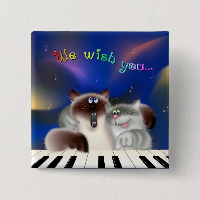 Katzen am Klavier Button (Vorderseite)