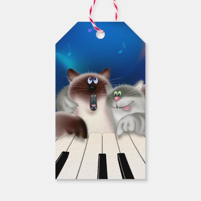 Katzen am Klavier Geschenkanhänger (Rückseite)