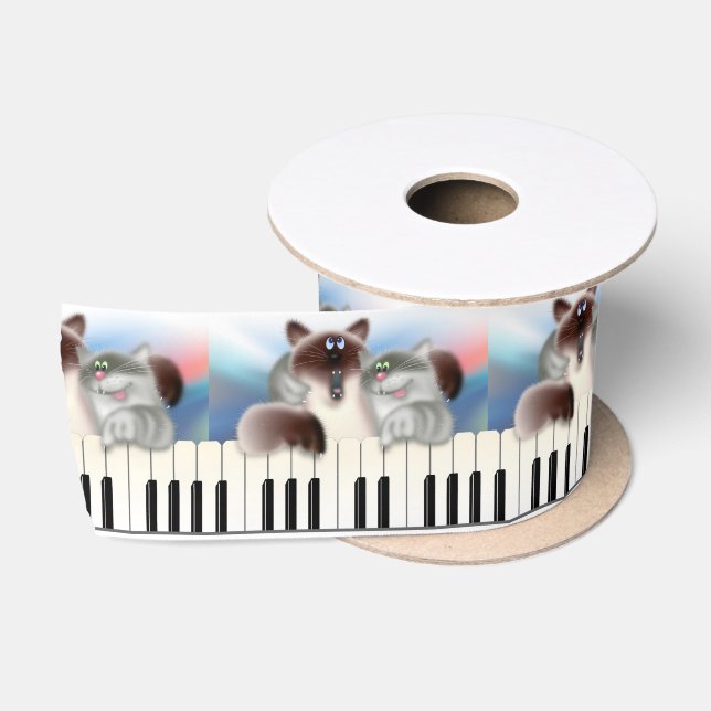 Katzen am Klavier Satinband (Spule)