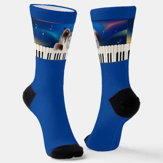 Katzen am Klavier Socken (Gewinkelt)