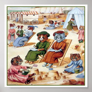 Katzen am Strand durch Louis Wain Poster