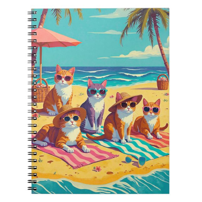 Katzen am Strand Notizblock (Vorderseite)