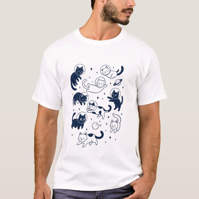 Katzen-Astronauten T-Shirt (Vorderseite)