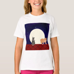Katzen auf dem Dach auf Vollmondnacht T-Shirt