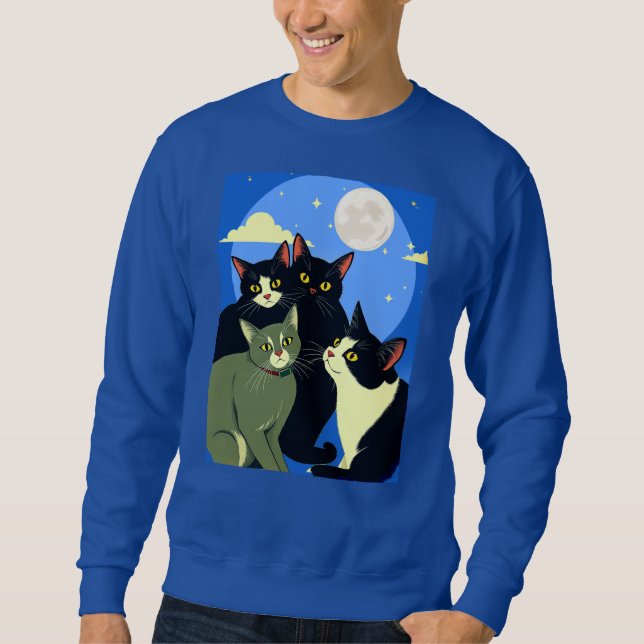 Katzen auf dem Kessel unter Vollmond Sweatshirt (Vorderseite)