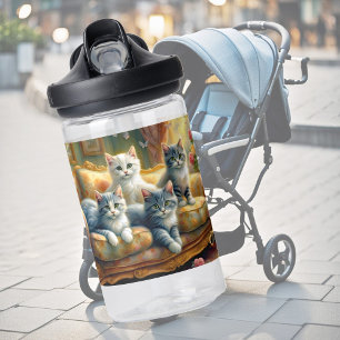 Katzen auf dem Sofa - süße Szene im Vintage-Look Trinkflasche