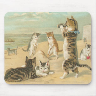 "Katzen auf dem Strand" Vintages Mousepad