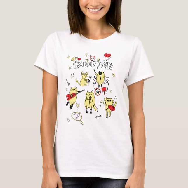 KATZEN AUF FEUER Band-angepasstem T - Shirt (Vorderseite)