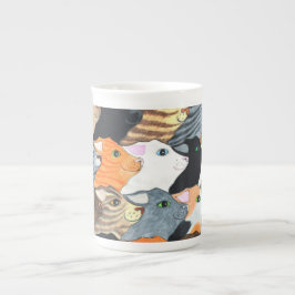 Katzen auf Parade-Knochen-China-Tasse Prozellantasse