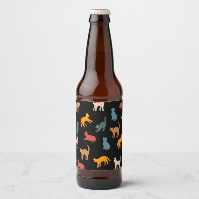 Katzen auf schwarz bierflaschenetikett (Vorderseite)