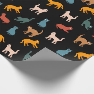 Katzen auf schwarz geschenkpapier