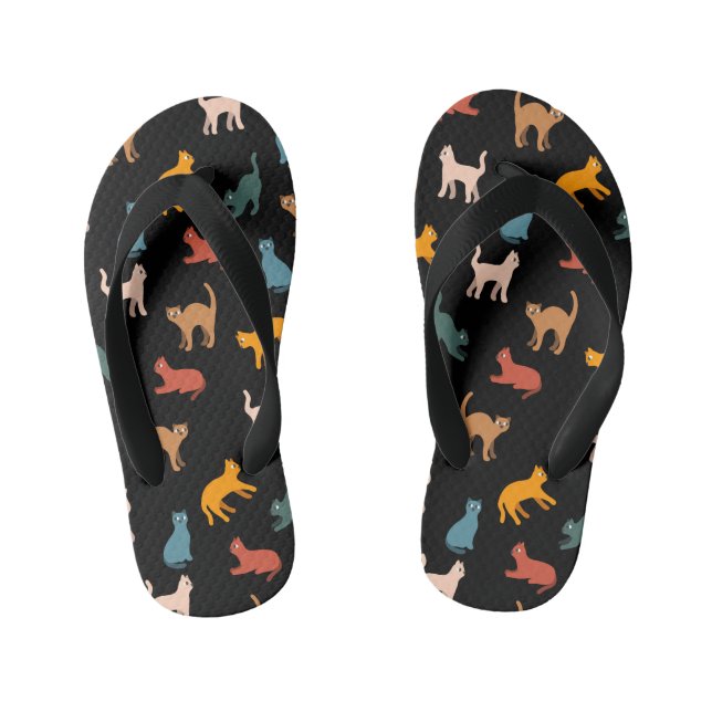 Katzen auf schwarz kinderbadesandalen (Fußbett)