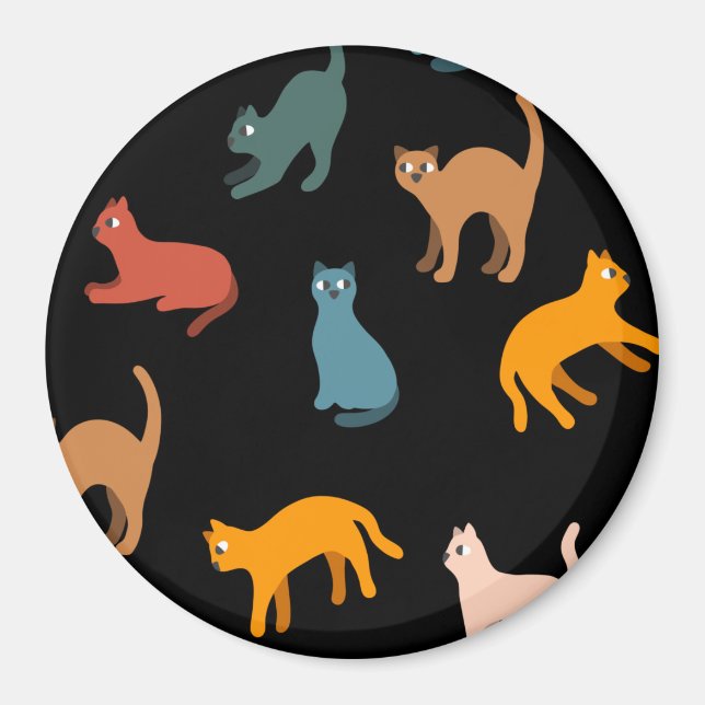 Katzen auf schwarz magnet (Vorne)