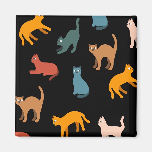 Katzen auf schwarz magnet (Vorne)