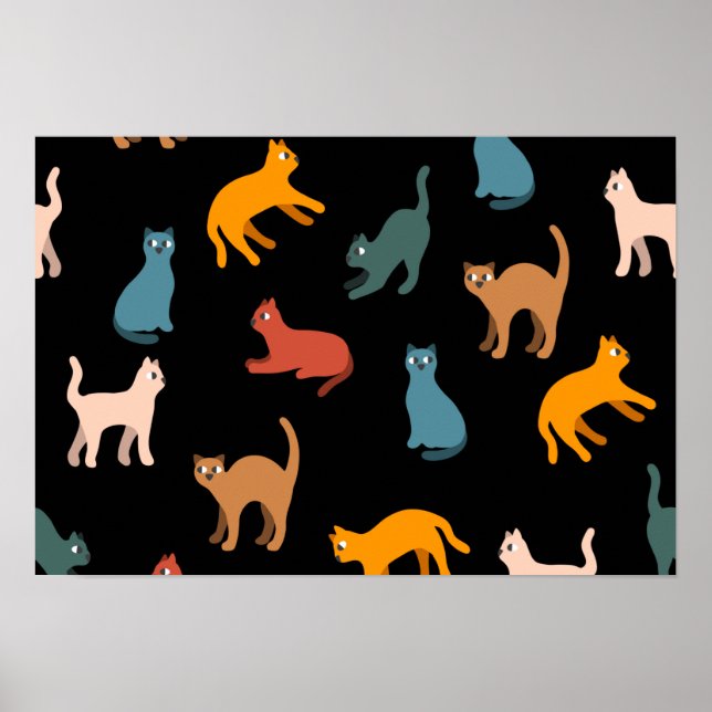 Katzen auf schwarz poster (Vorne)