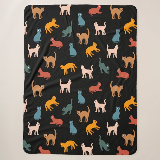 Katzen auf schwarz sherpadecke (Vorderseite)