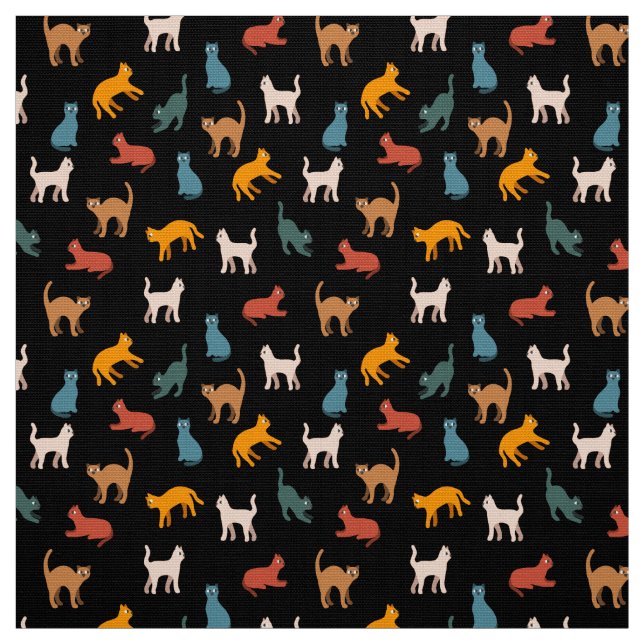 Katzen auf schwarz stoff (Muster)