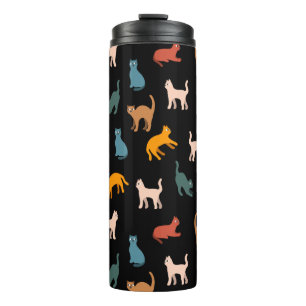 Katzen auf schwarz thermosbecher