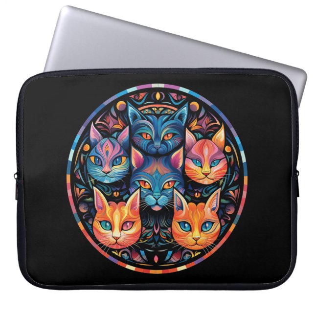 KATZEN AUS HELLFARBENEM GLAS LAPTOPSCHUTZHÜLLE (Vorderseite)