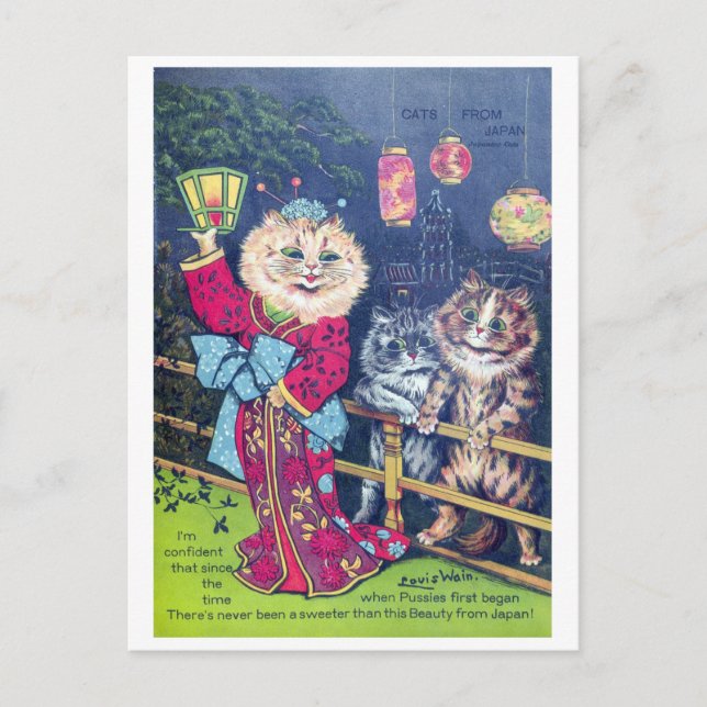 Katzen aus Japan - Louis Wain Feiertagspostkarte (Vorderseite)