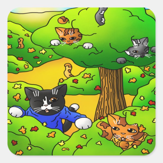 Katzen ausblenden quadratischer aufkleber (Vorderseite)