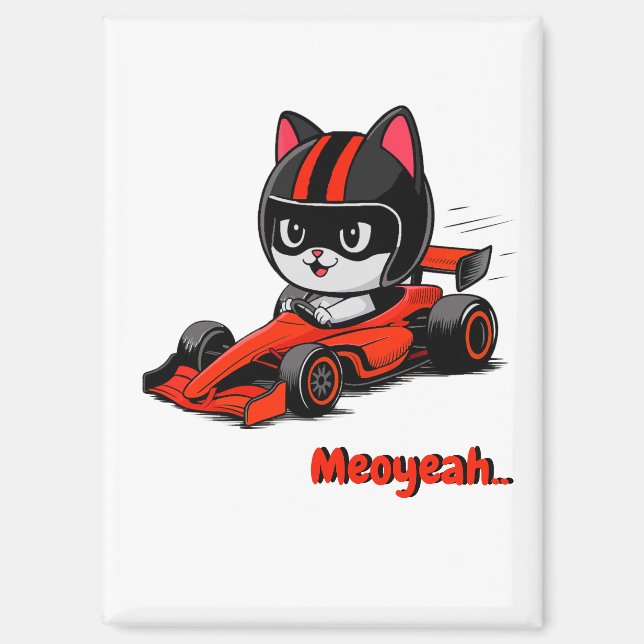 Katzen-Autorennen Magnet (Vorderseite)