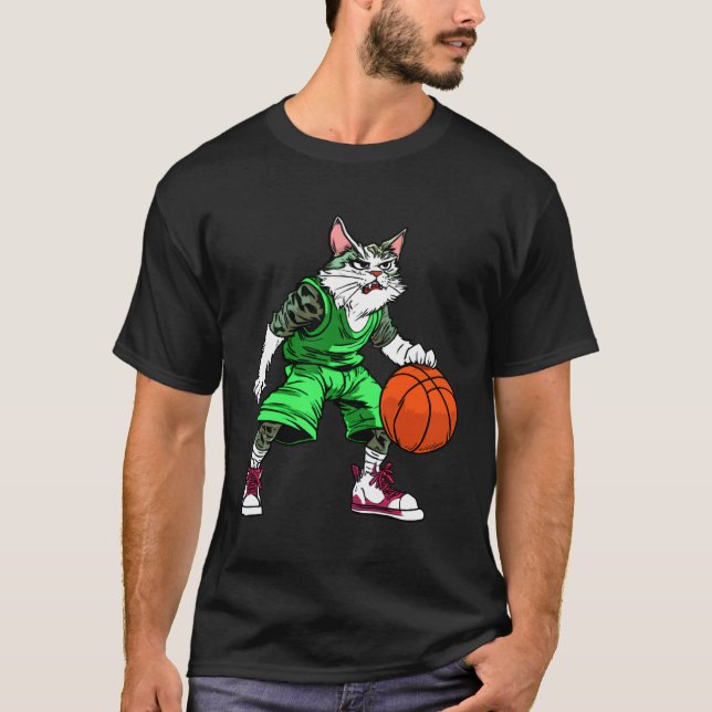 Katzen Basketball T-Shirt (Vorderseite)