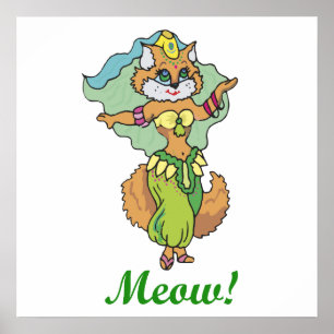 Katzen-Bauchtänzerin Poster