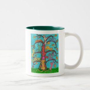 Katzen-Baum des Lebens Zweifarbige Tasse