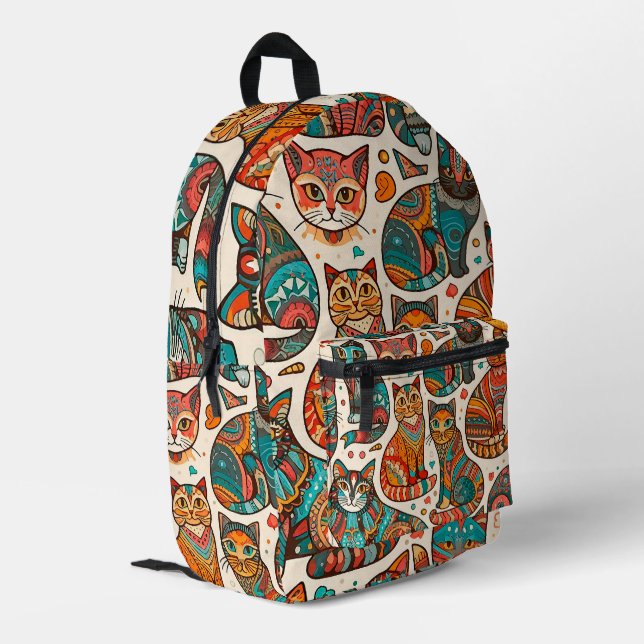 Katzen Bedruckter Rucksack (Rückseitige Ecke links)