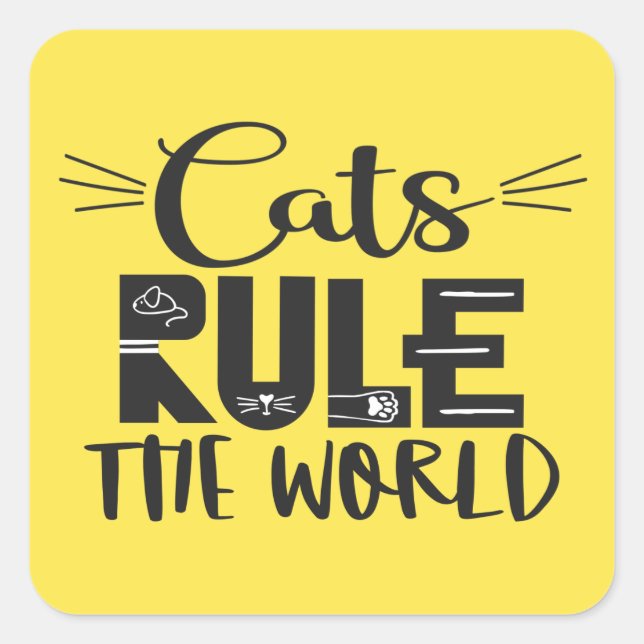 Katzen beherrschen die trendigen Plakatflüster der Quadratischer Aufkleber (Vorderseite)