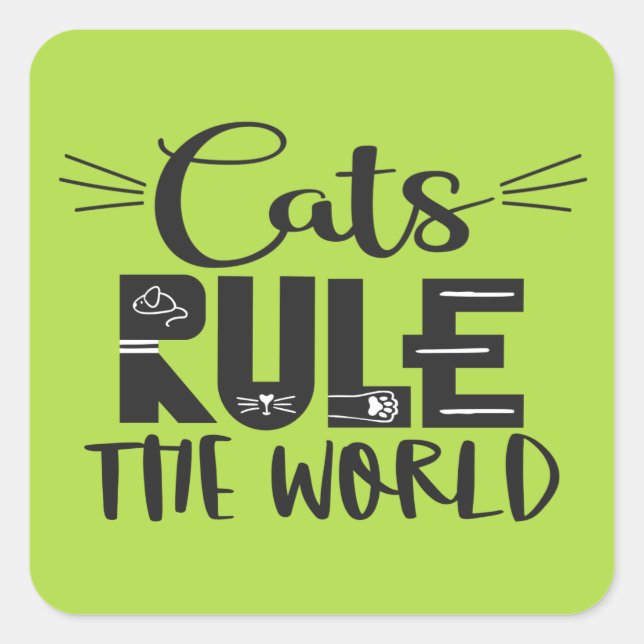 Katzen beherrschen die trendigen Plakatflüster der Quadratischer Aufkleber (Vorderseite)