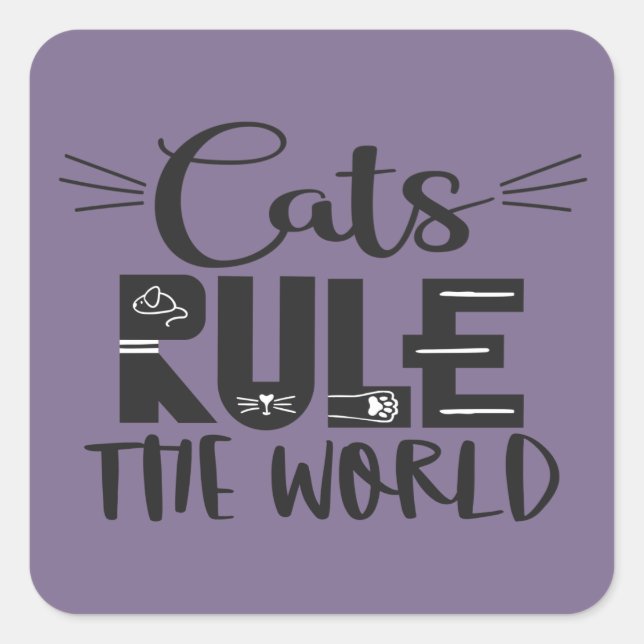 Katzen beherrschen die trendigen Plakatflüster der Quadratischer Aufkleber (Vorderseite)