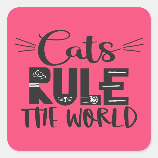Katzen beherrschen die trendigen Plakatflüster der Quadratischer Aufkleber (Vorderseite)