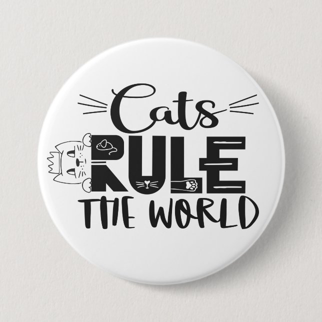 Katzen beherrschen die Welt und schreiben niedlich Button (Vorderseite)