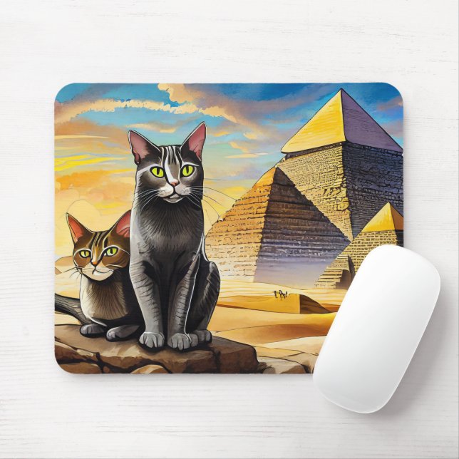 Katzen Bei Pyramiden Mauspad! Mousepad (Mit Mouse)