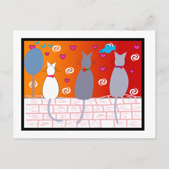 Katzen bei Sonnenuntergang Postkarte (Vorderseite)