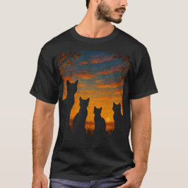 Katzen beobachten den Sonnenuntergang T-Shirt