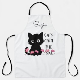 Katzen Beruhigen das Soul Niedlich Black Cat in ro Schürze