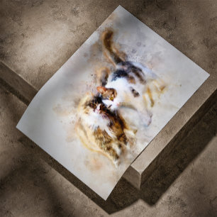 Katzen beste Freunde für immer Aquarell Poster