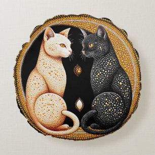 Katzen bilden eine Ying-Yang-inspirierte Kompositi Rundes Kissen