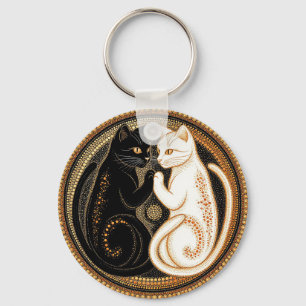 Katzen bilden eine Ying-Yang-inspirierte Kompositi Schlüsselanhänger