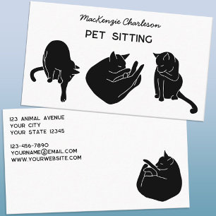 Katzen-Blockdruck-Pet-Services Minimalistisch Visitenkarte