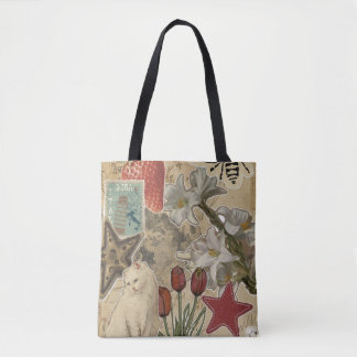 Katzen-Blumen-Collage-Muster – Hübsches künstleris Tasche