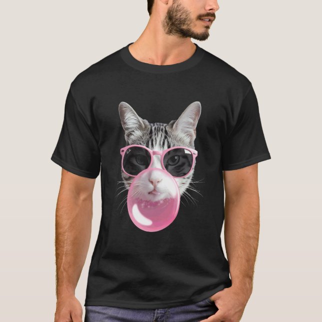 Katzen-Bubble-Gum T-Shirt (Vorderseite)