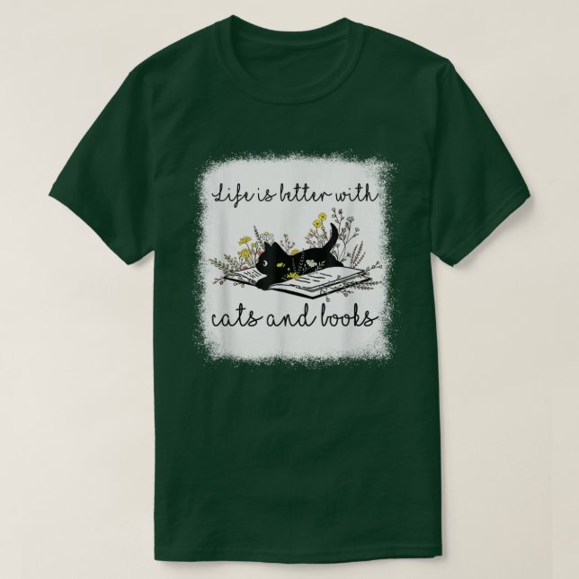 Katzen Buch für Frauen Leben ist besser mit Katzen T-Shirt (Design vorne)