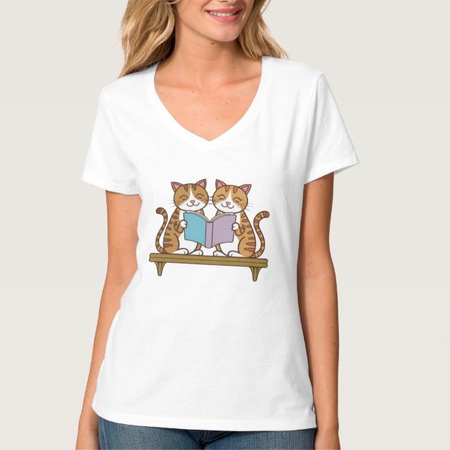 Katzen buchen T-Shirt (Vorderseite)