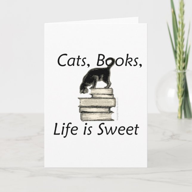 Katzen, Bücher, das Leben ist süß Karte (Vorderseite)