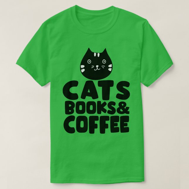 Katzen Bücher Kaffee1 T-Shirt (Design vorne)