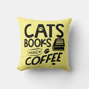 Katzen Bücher Kaffee Bücherwurm Lesen Süße Katze Kissen